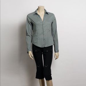 Dusty Green Diesel Button Up Shirt with Small Pleats